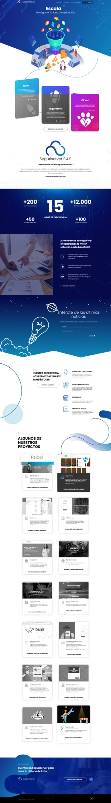 Captura de página completa del sitio web de SeguriServer